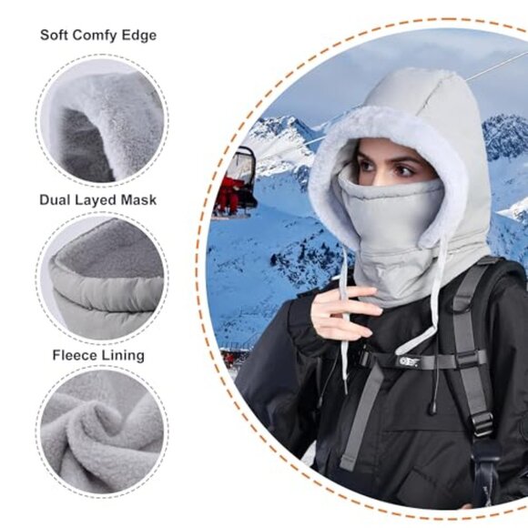 Unisex Winter Balaclava Fleece Hoodie Face Mask Ski Snow Hat Waterproof main image 4